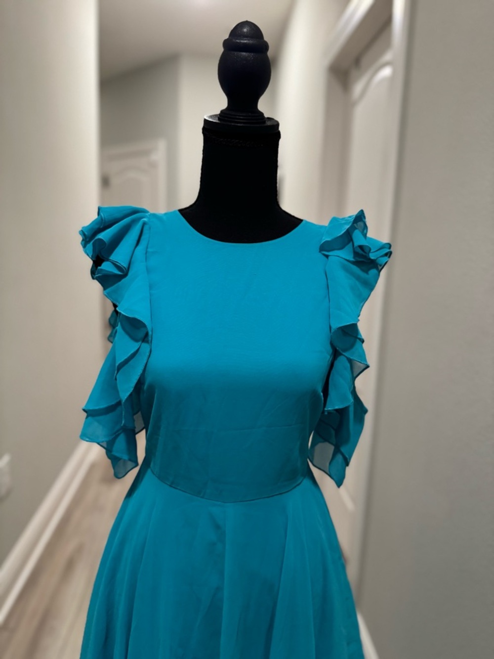 ASOS Teal Ruffle Sleeve High-Low Dress - Picture 7 of 11